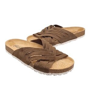 BioStep Brown Strappy Genuine Leather/Suede Sandal Size 7.5